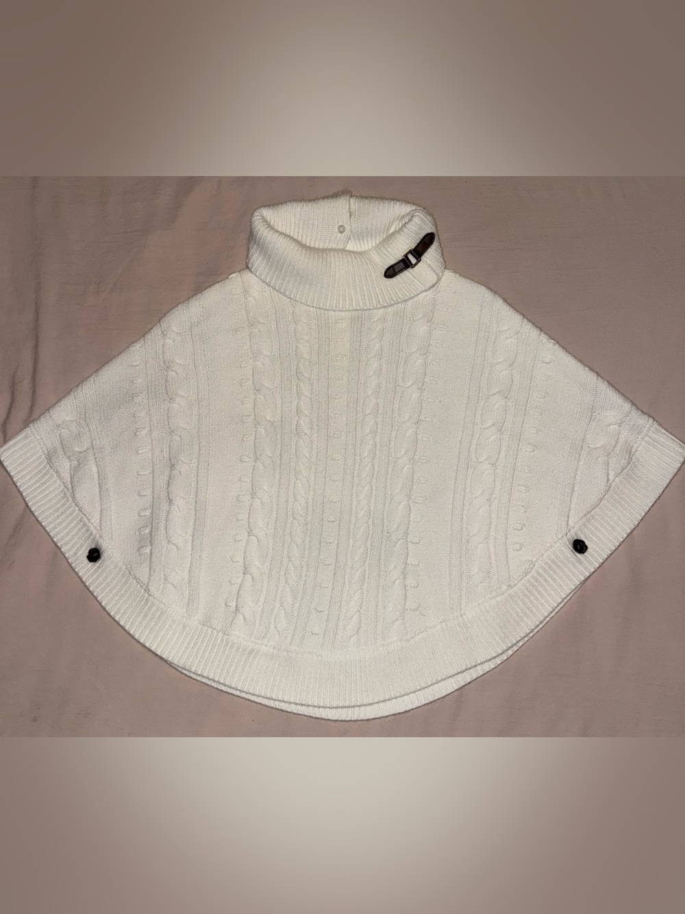 Janie and Jack Girls’ Cable Knit Cape Ivory Cream Preppy Size 6